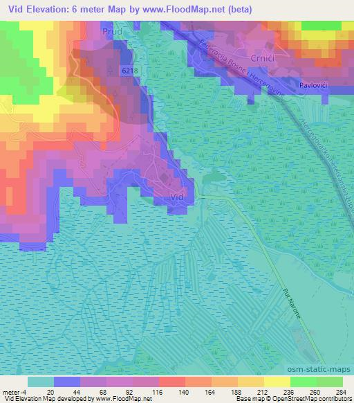 Vid,Croatia Elevation Map