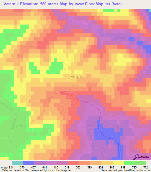 Veternik,Slovenia Elevation Map