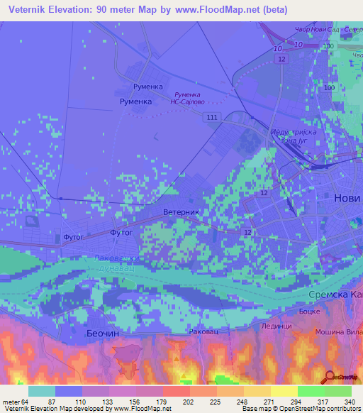 Veternik,Serbia Elevation Map