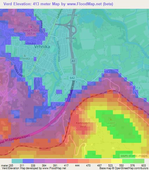 Verd,Slovenia Elevation Map