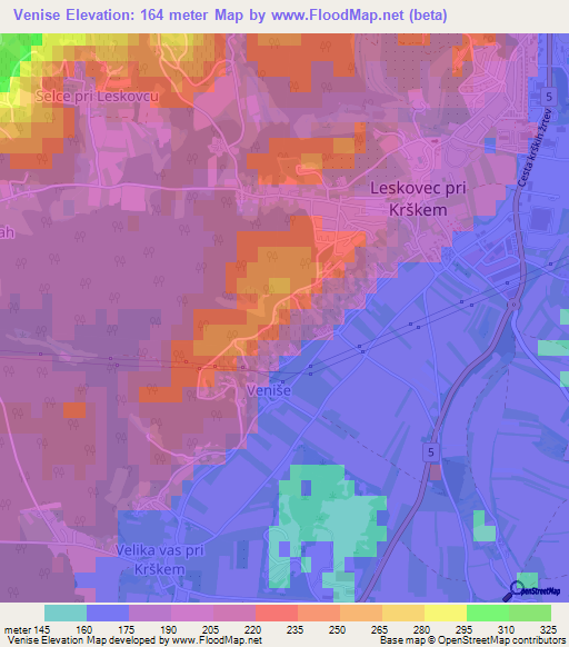 Venise,Slovenia Elevation Map
