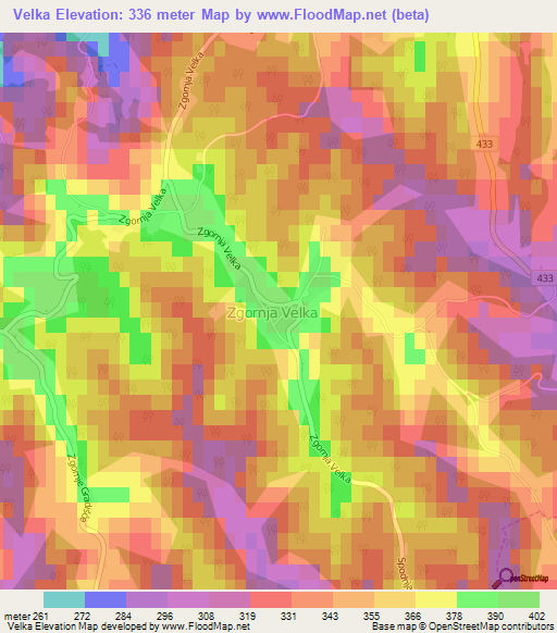 Velka,Slovenia Elevation Map