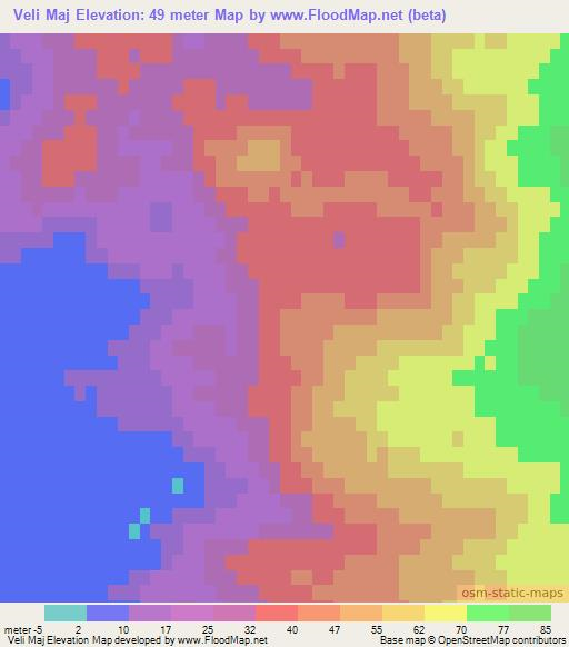 Veli Maj,Croatia Elevation Map