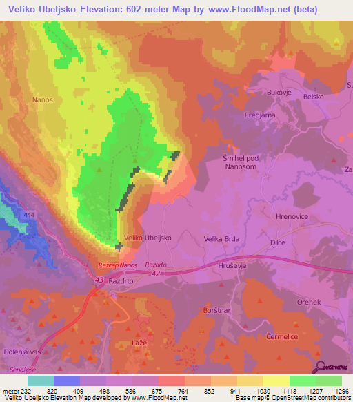 Veliko Ubeljsko,Slovenia Elevation Map