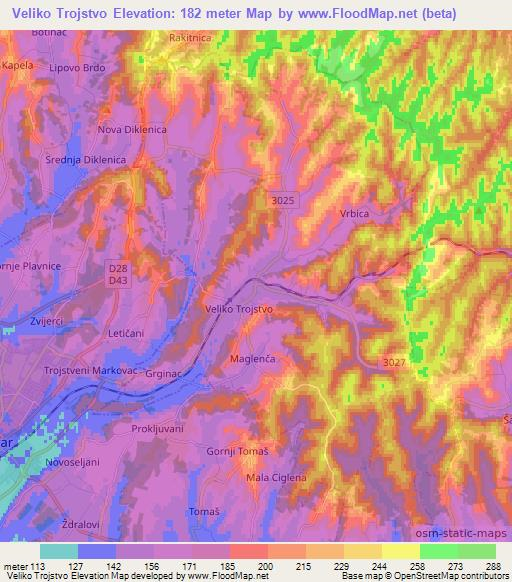 Veliko Trojstvo,Croatia Elevation Map