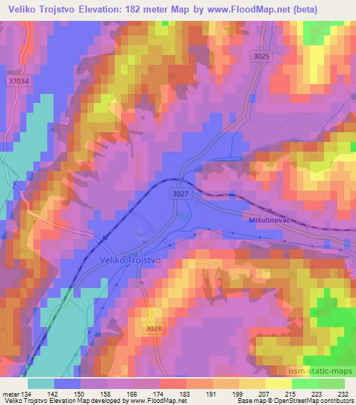 Veliko Trojstvo,Croatia Elevation Map