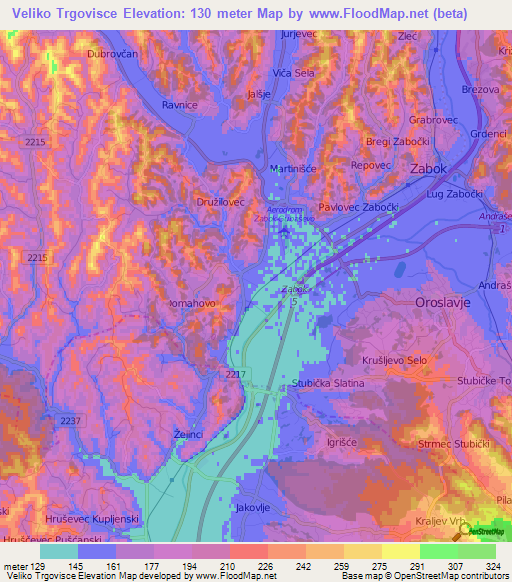 Veliko Trgovisce,Croatia Elevation Map