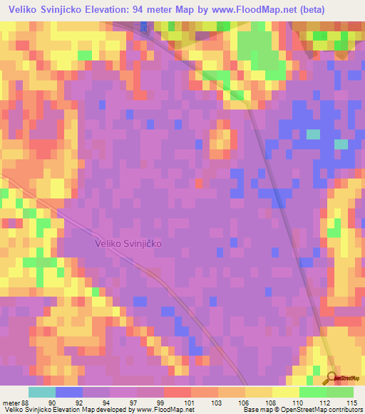 Veliko Svinjicko,Croatia Elevation Map