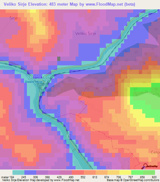 Veliko Sirje,Slovenia Elevation Map