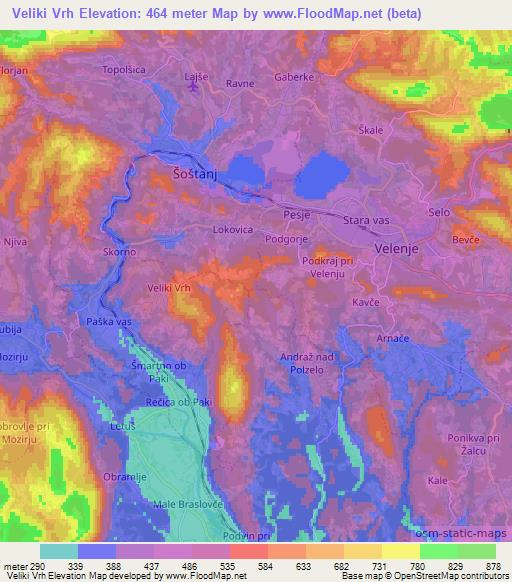 Veliki Vrh,Slovenia Elevation Map