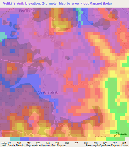 Veliki Slatnik,Slovenia Elevation Map