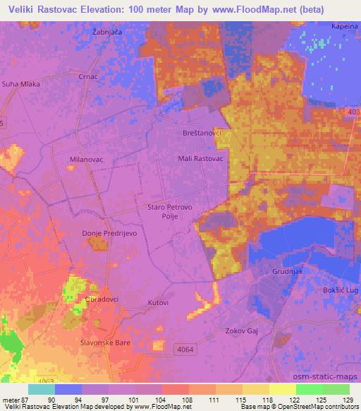 Veliki Rastovac,Croatia Elevation Map
