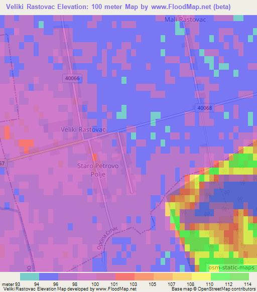 Veliki Rastovac,Croatia Elevation Map