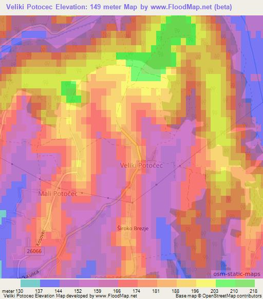 Veliki Potocec,Croatia Elevation Map