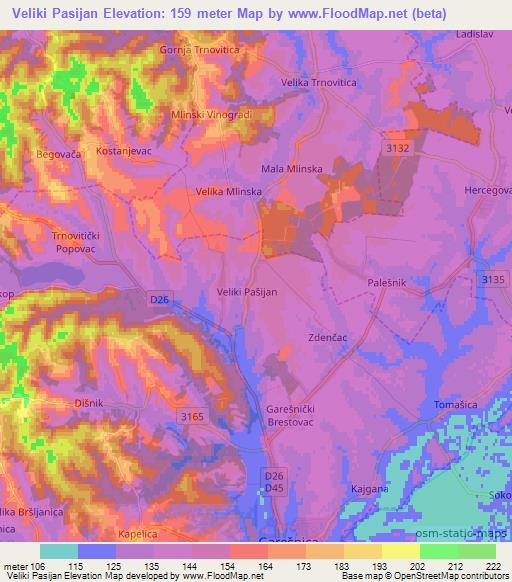 Veliki Pasijan,Croatia Elevation Map