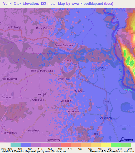 Veliki Otok,Croatia Elevation Map