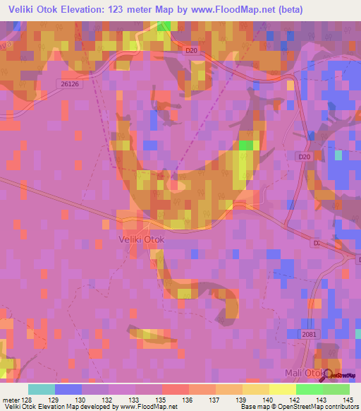 Veliki Otok,Croatia Elevation Map