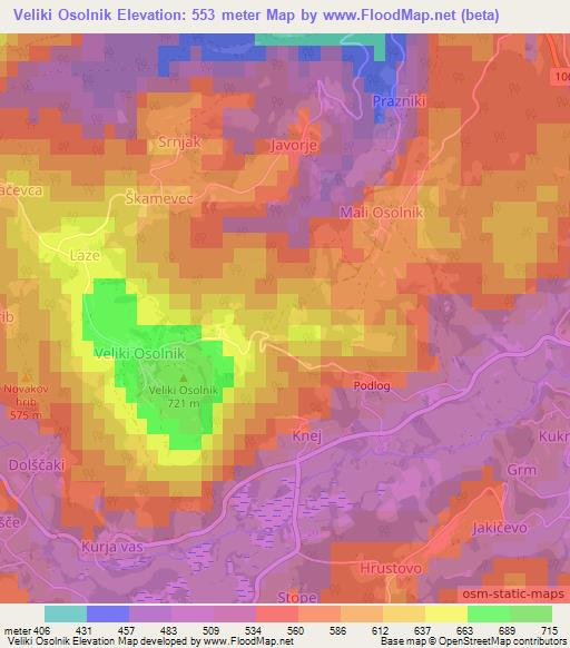 Veliki Osolnik,Slovenia Elevation Map