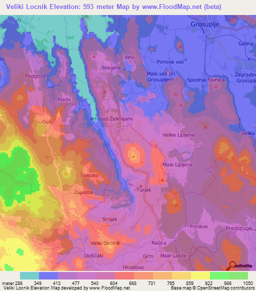 Veliki Locnik,Slovenia Elevation Map