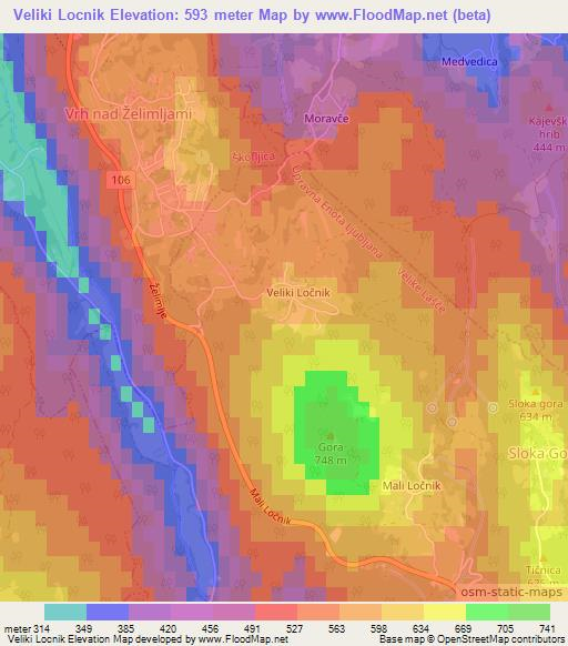 Veliki Locnik,Slovenia Elevation Map