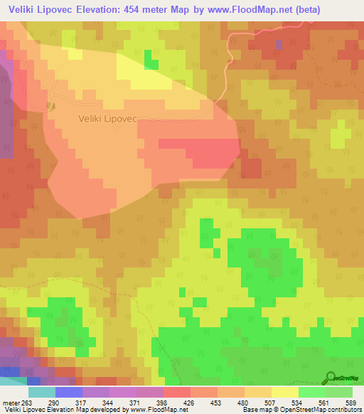 Veliki Lipovec,Slovenia Elevation Map