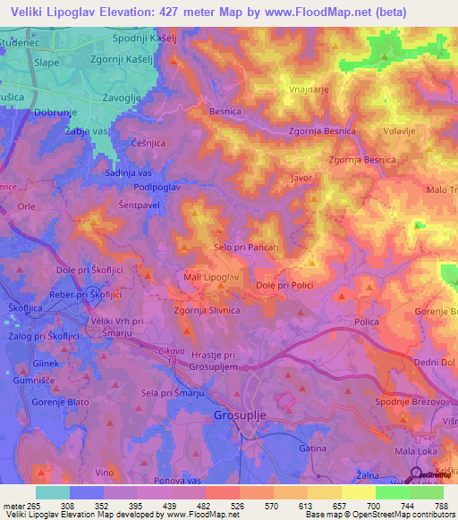 Veliki Lipoglav,Slovenia Elevation Map