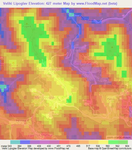 Veliki Lipoglav,Slovenia Elevation Map