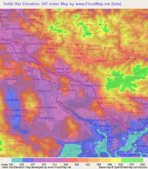 Veliki Kal,Slovenia Elevation Map