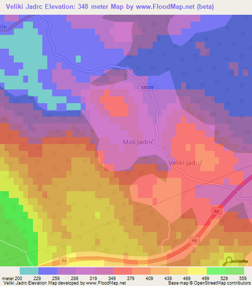 Veliki Jadrc,Croatia Elevation Map