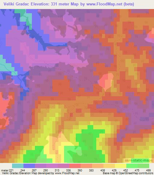 Veliki Gradac,Croatia Elevation Map