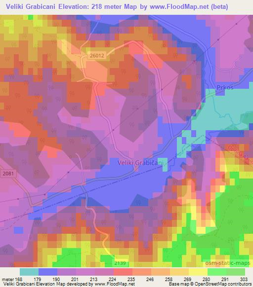 Veliki Grabicani,Croatia Elevation Map