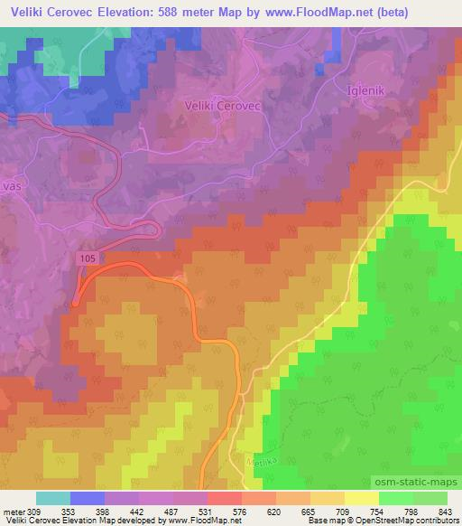 Veliki Cerovec,Slovenia Elevation Map