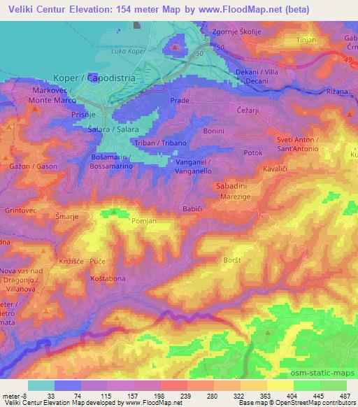 Veliki Centur,Slovenia Elevation Map