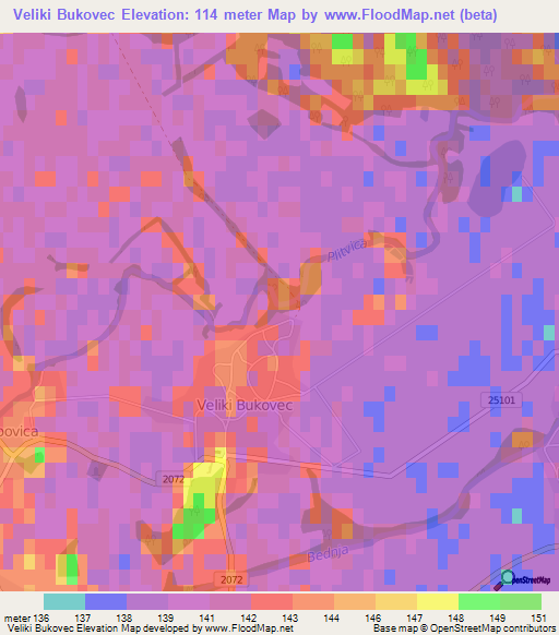 Veliki Bukovec,Croatia Elevation Map