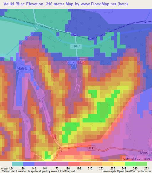 Veliki Bilac,Croatia Elevation Map