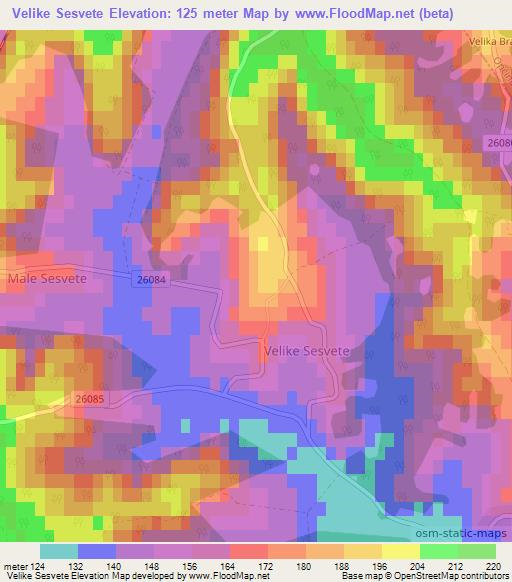 Velike Sesvete,Croatia Elevation Map