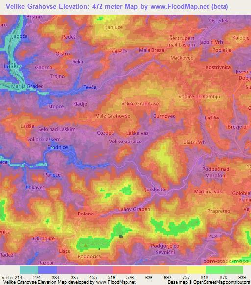 Velike Grahovse,Slovenia Elevation Map