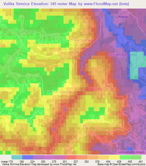 Velika Strmica,Slovenia Elevation Map