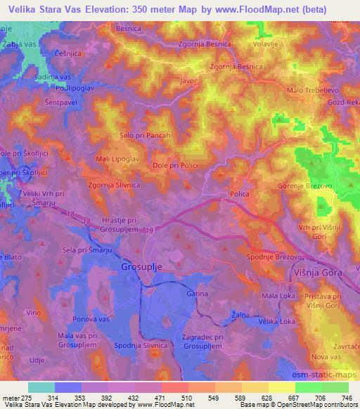 Velika Stara Vas,Slovenia Elevation Map