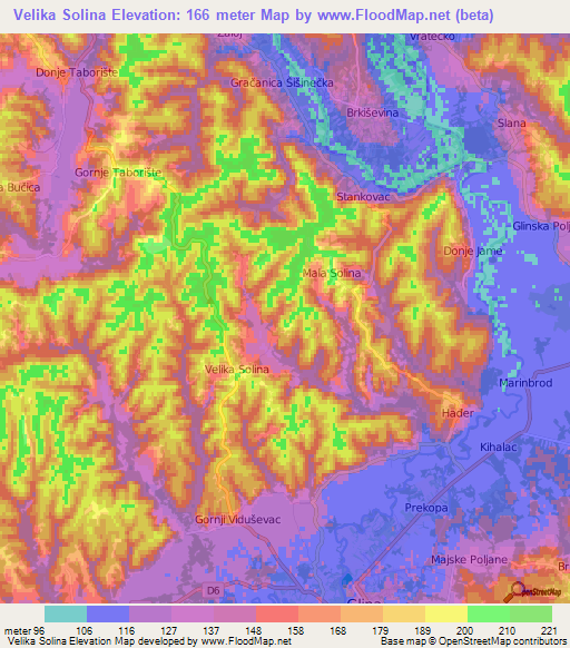 Velika Solina,Croatia Elevation Map