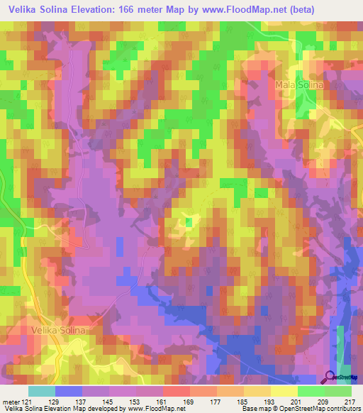 Velika Solina,Croatia Elevation Map