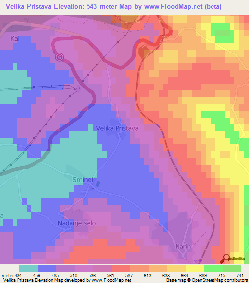 Velika Pristava,Slovenia Elevation Map