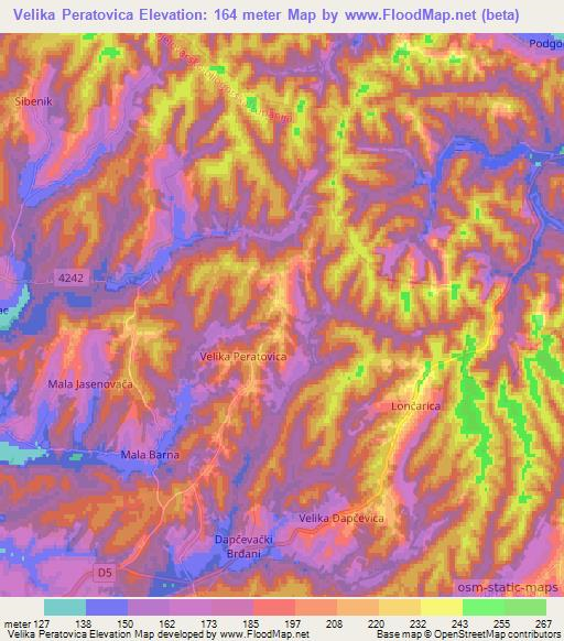 Velika Peratovica,Croatia Elevation Map