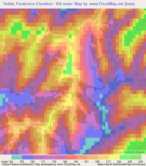 Velika Peratovica,Croatia Elevation Map