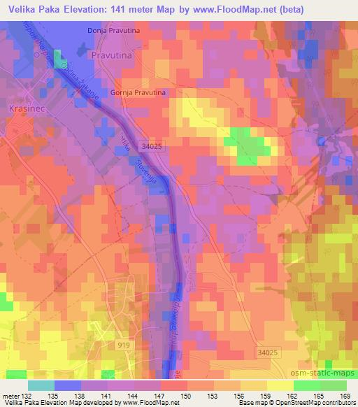 Velika Paka,Croatia Elevation Map