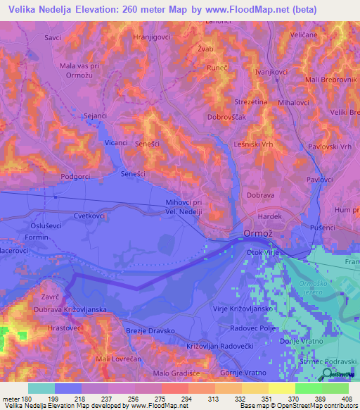 Velika Nedelja,Slovenia Elevation Map