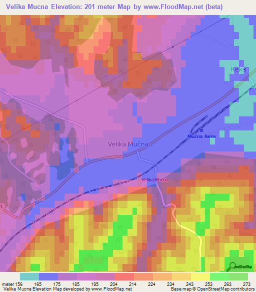 Velika Mucna,Croatia Elevation Map