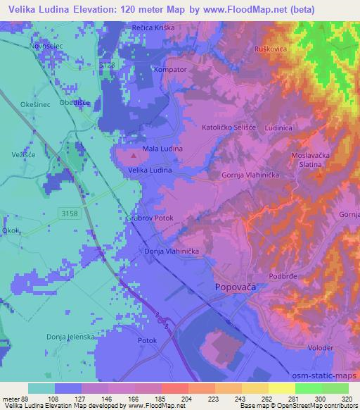 Velika Ludina,Croatia Elevation Map