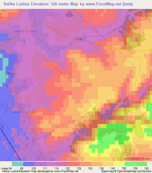 Velika Ludina,Croatia Elevation Map