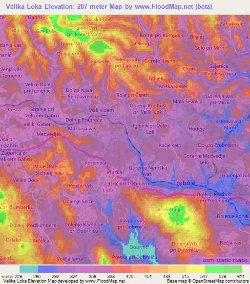 Velika Loka,Slovenia Elevation Map